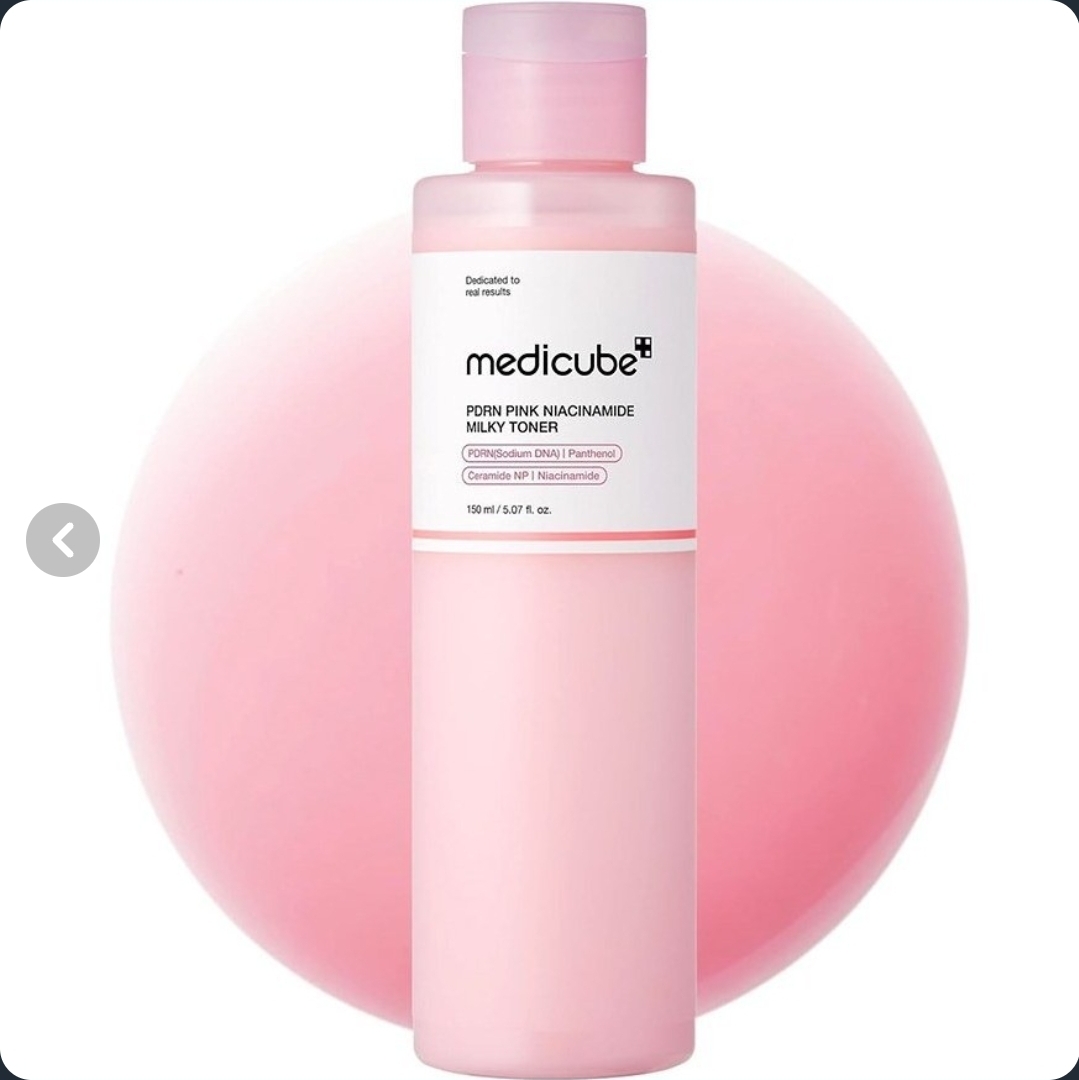 تونر میلکی مدی کیوب مدل PDRN Pink Niacinamide جوانساز و روشن کننده حجم 150 میلی لیتر